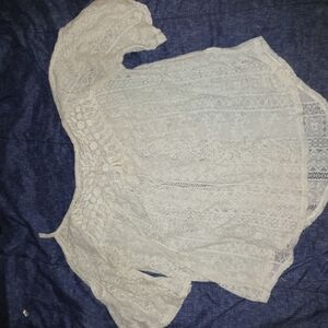 Eyeshadow Cream Ruffled Embellished Blouse